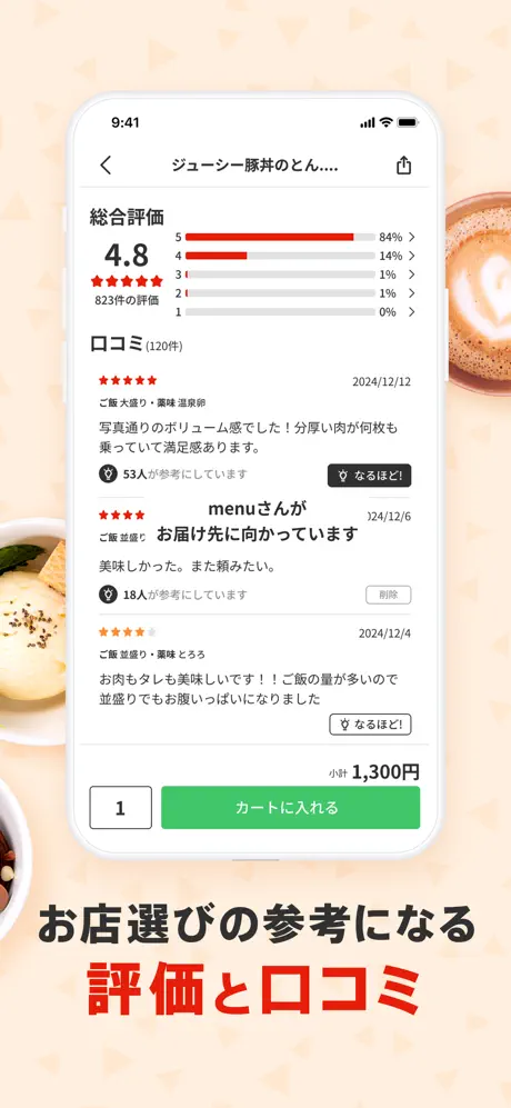 menu(メニュー)の評判